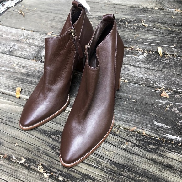 NWOT MaxMara Women's Danubio Dark Brown Leather Ankle Booties Sz 41EU 10… - Picture 2 of 11